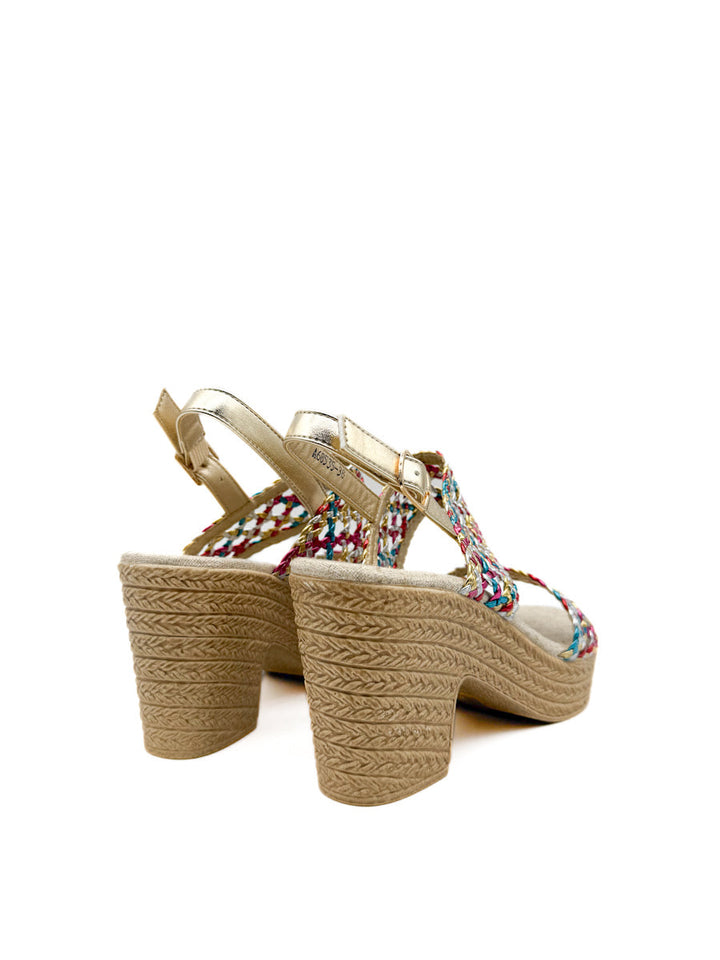Sandalias de Tacón con Tejido Trenzado  Estilo Artesanal
