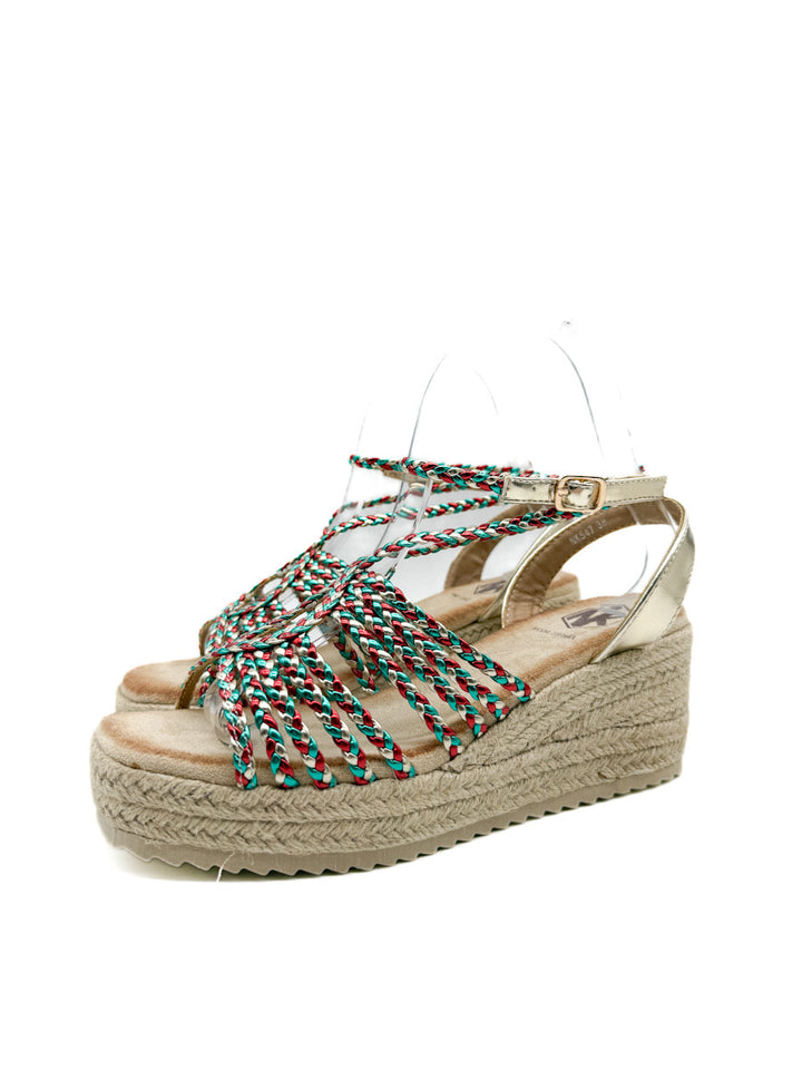Sandalias de Cuña con Tiras Trenzadas y Plataforma de Yute