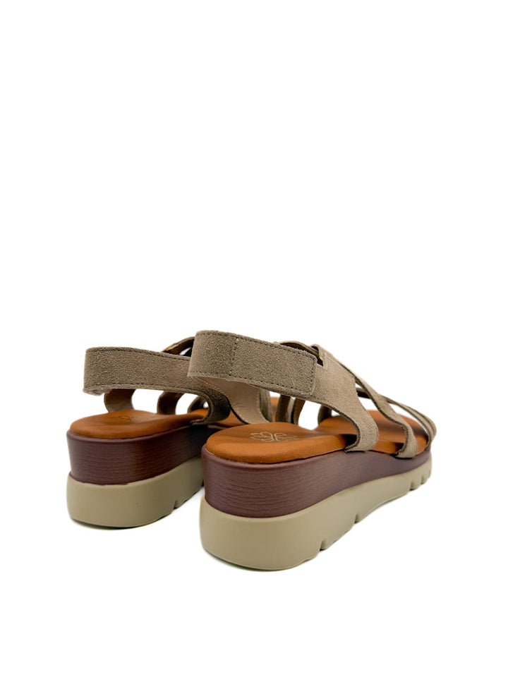 Sandalias Cuña de Piel Cierre Con Velcro
