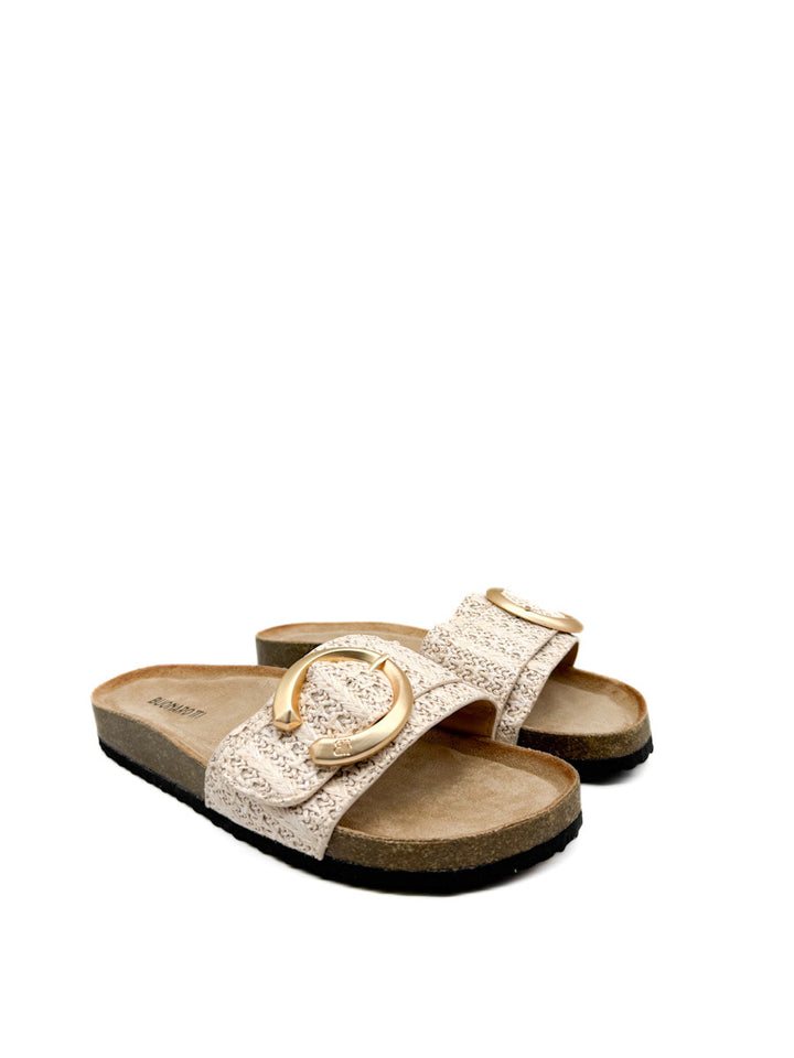 Sandalias Planas Elegantes con Hebilla Dorada
