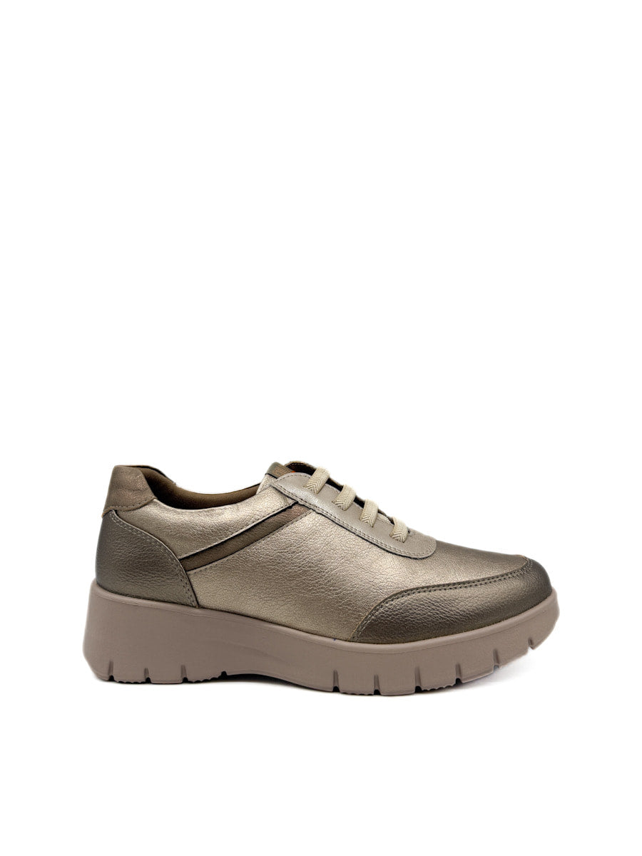 Zapatilla Deportiva con Suela Extra Ligera y Diseño Metálico Sofisticado Bronce