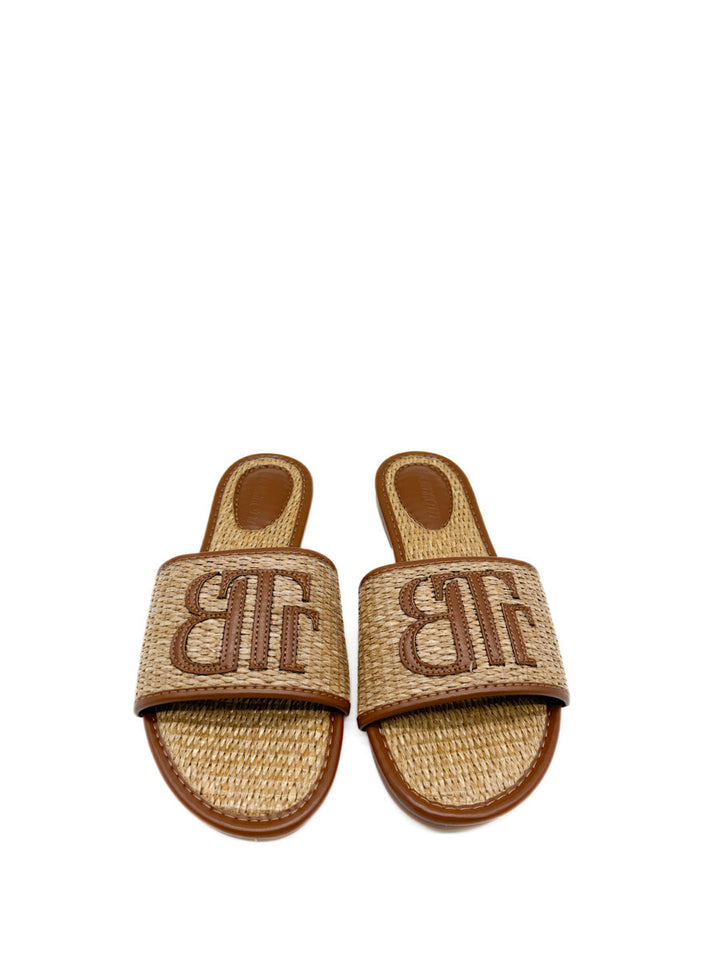 Sandalias Planas de Rafia con Monograma