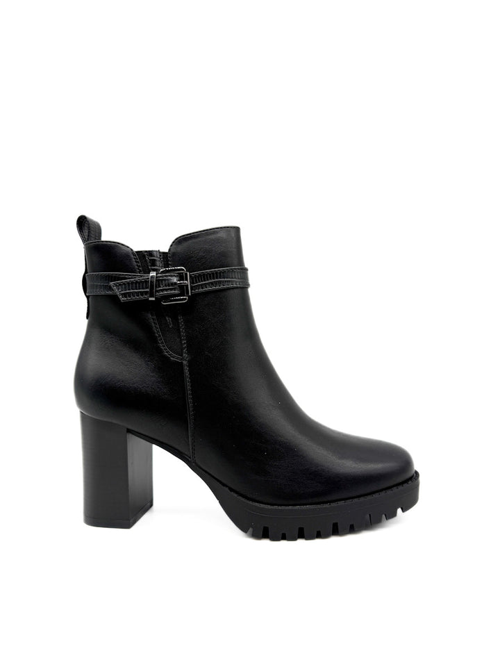 Botines de Cuero Sintético con Tacón Ancho y Suela de Plataforma