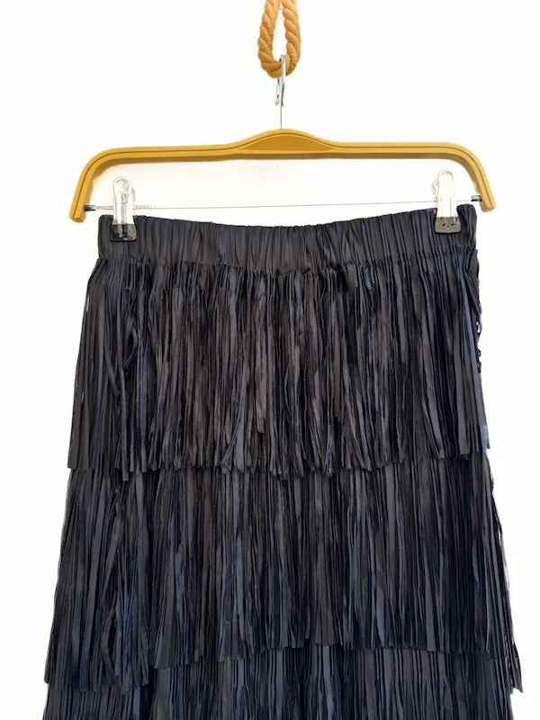 Falda Midi con Flecos y Cintura Elástica
