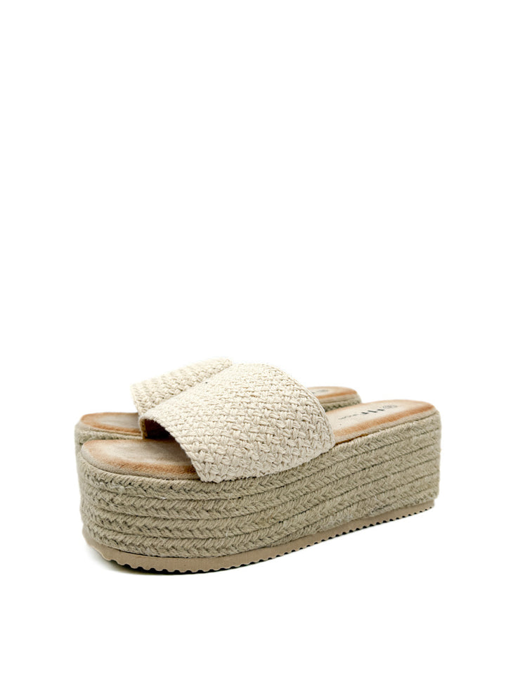 Sandalia Zueco de Plataforma de Yute con Tira de Crochet