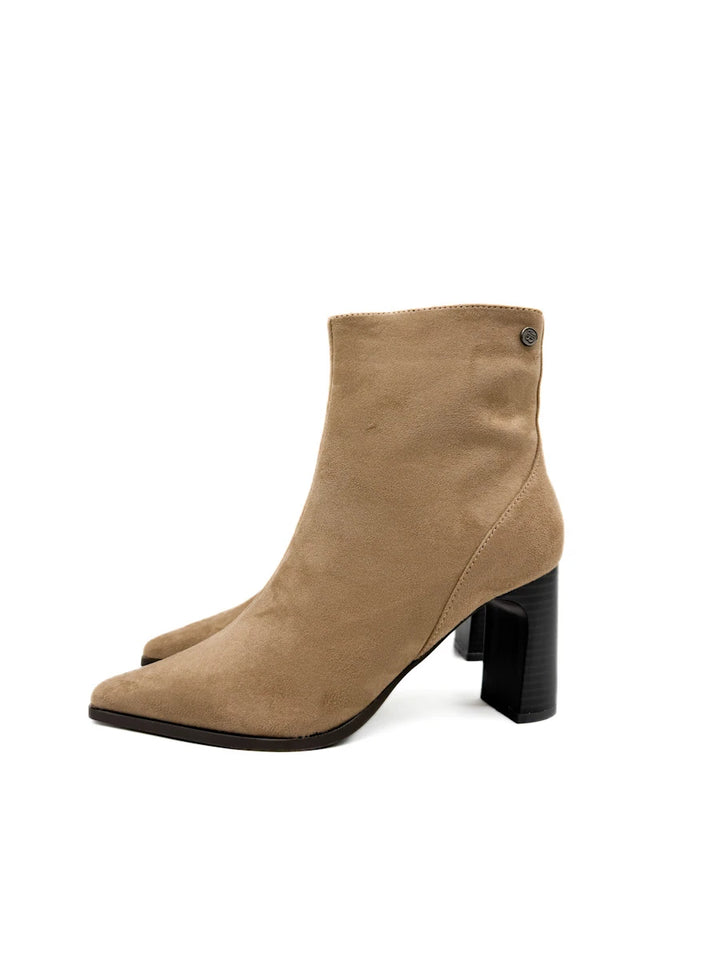 Botines de Antelina con Tacón Ancho y Punta Afilada
