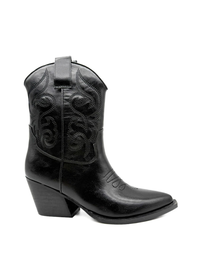 Botines Camperos Cortos Estilo Cowboy con Bordados y Cremallera Lateral