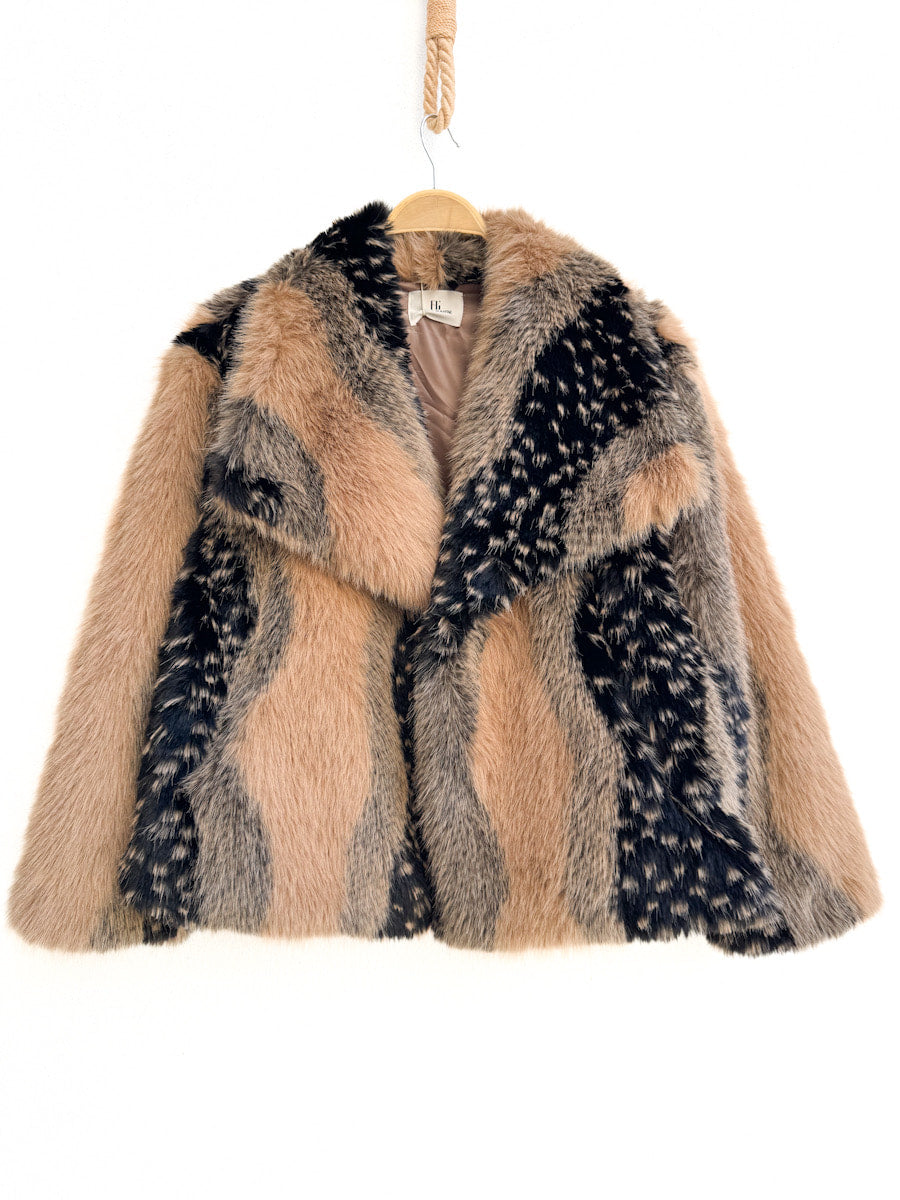 Abrigo corto de pelo sintético multicolor Multicolor única