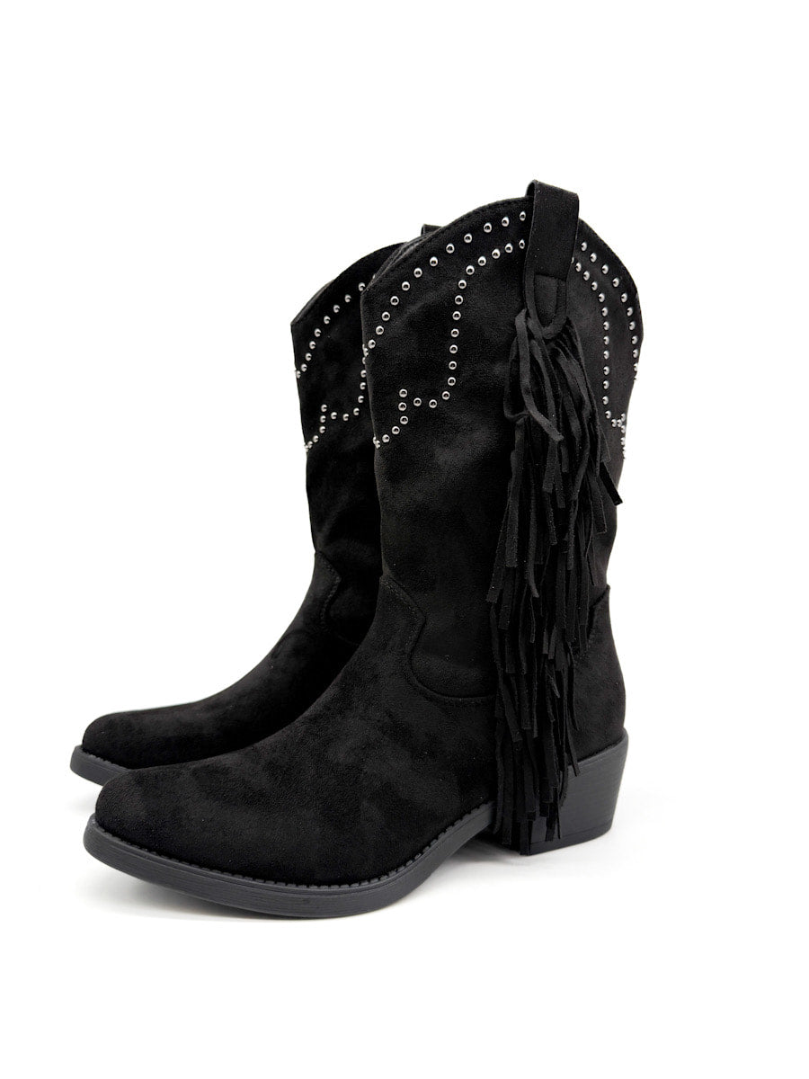 Botas Vaqueras con Flecos y Detalles de Tachuelas