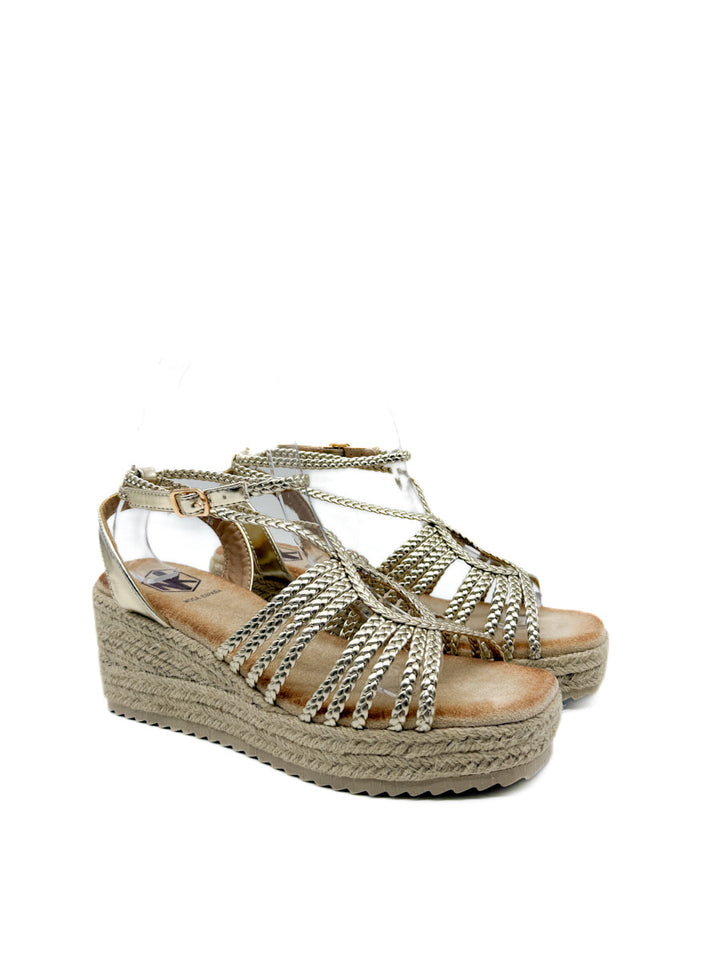 Sandalias de Cuña con Tiras Trenzadas y Plataforma de Yute