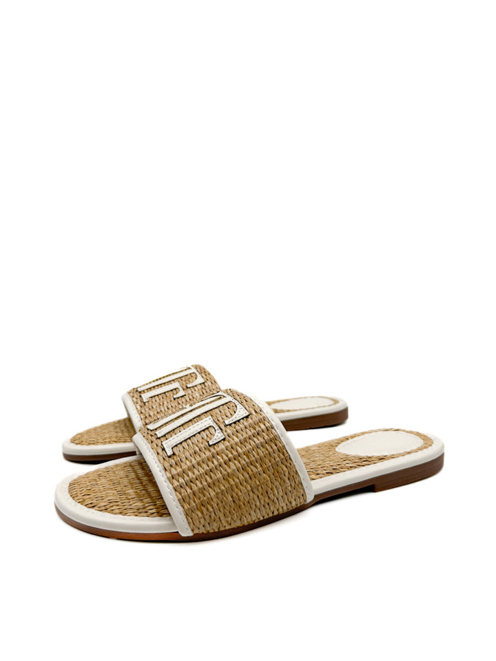 Sandalias Planas de Rafia con Monograma
