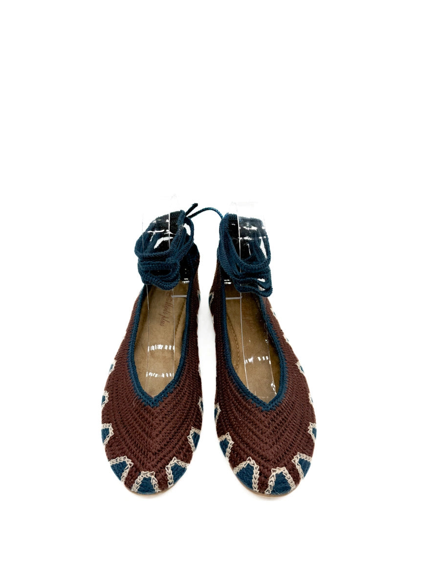Bailarinas Artesanales de Crochet con Cintas para Tobillo y Diseño Étnico