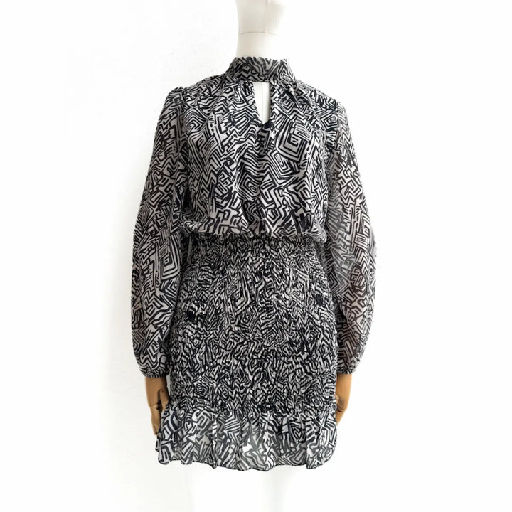 Vestido Dos Piezas con Estampado y Detalles Fruncidos