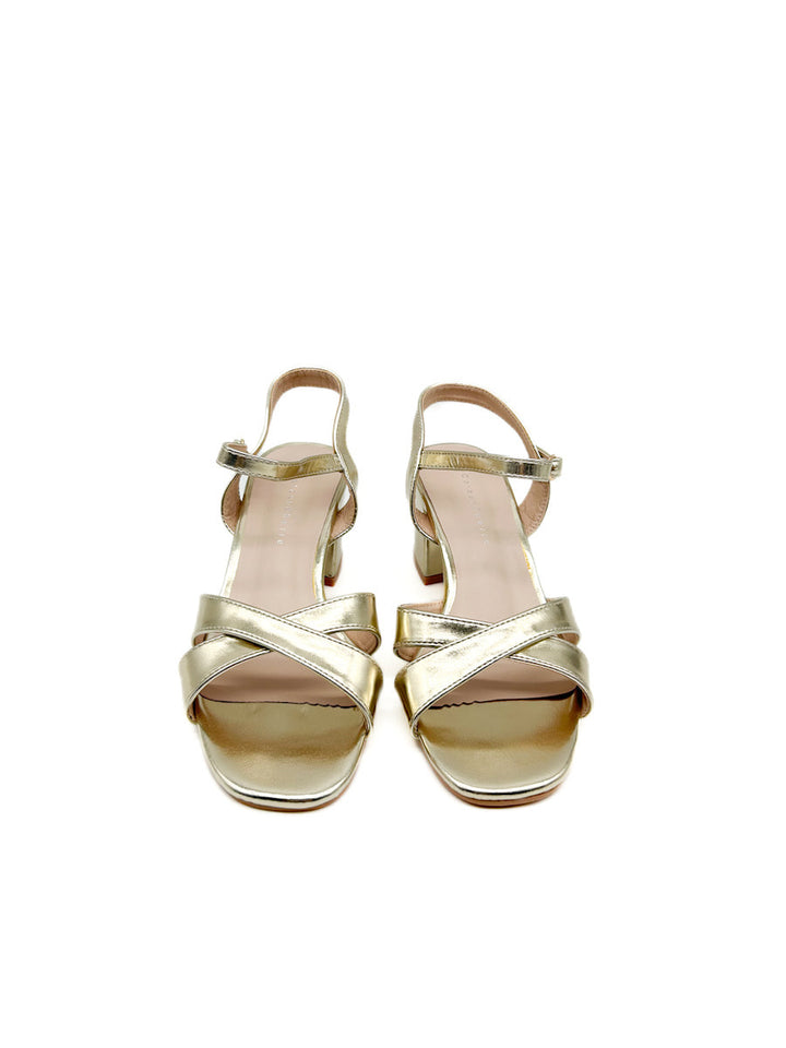 Sandalias de tacón medio con tiras cruzadas para mujer