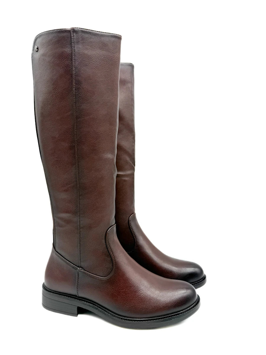 Botas Altas de Caña Elástica con Tacón Bajo y Cremallera