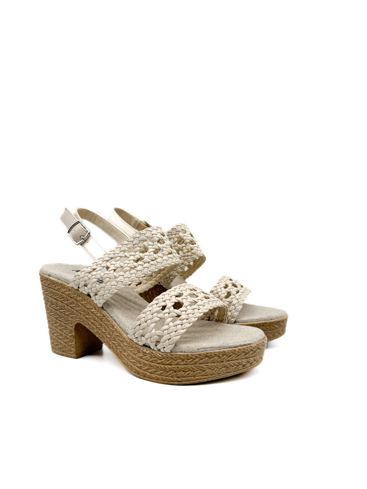 Sandalias de Tacón con Tejido Trenzado  Estilo Artesanal