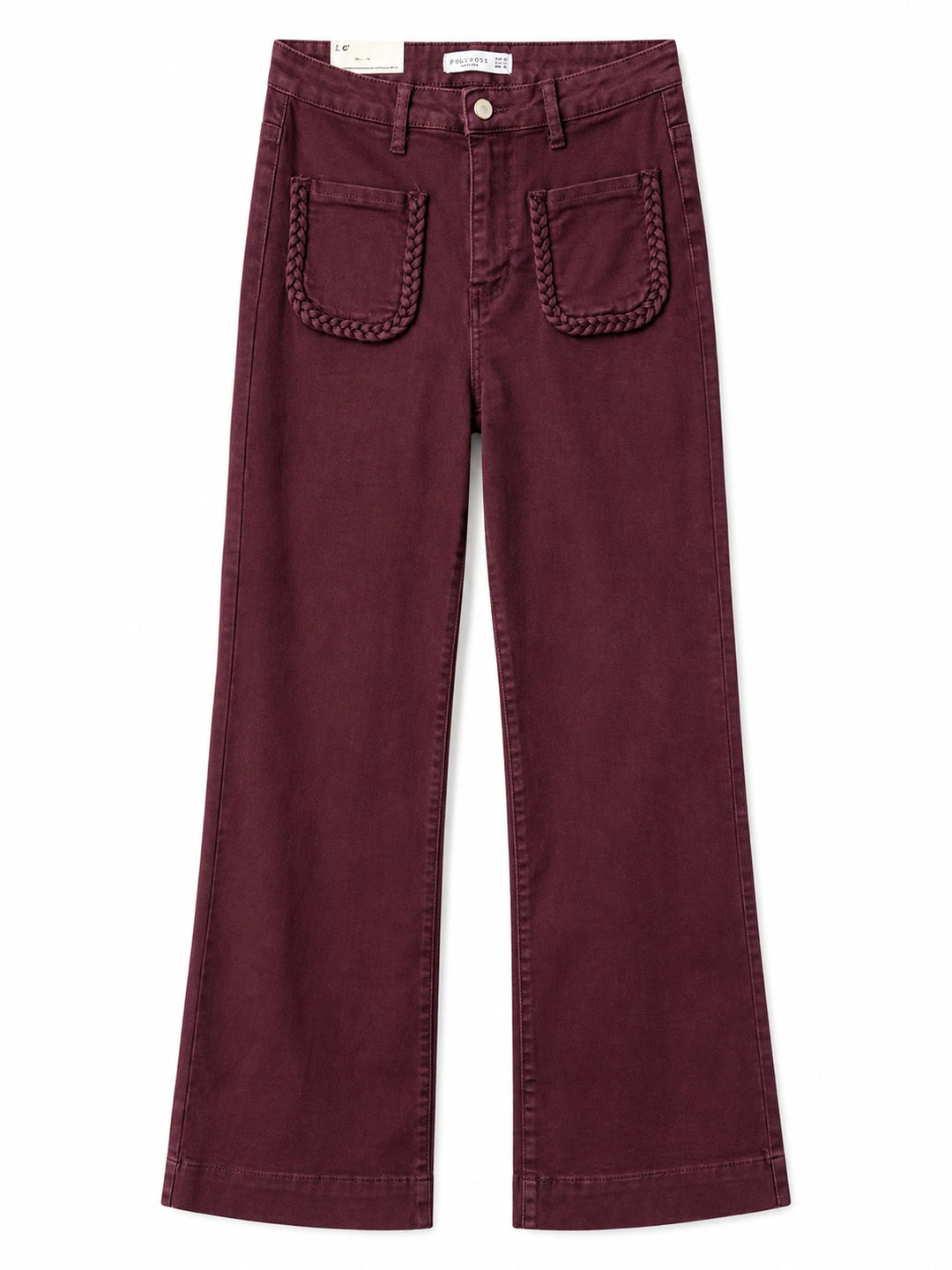 Pantalón Wide Leg con Bolsillos Trenzados