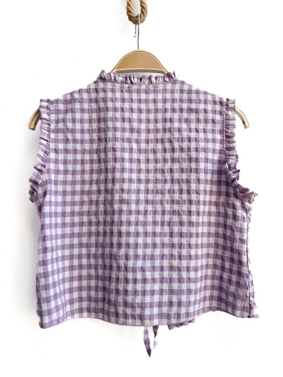 Top Fruncido de Cuadros con Lazo