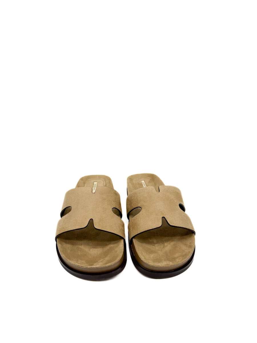 Sandalias Pala Corina en Antelina con Diseño Troquelado