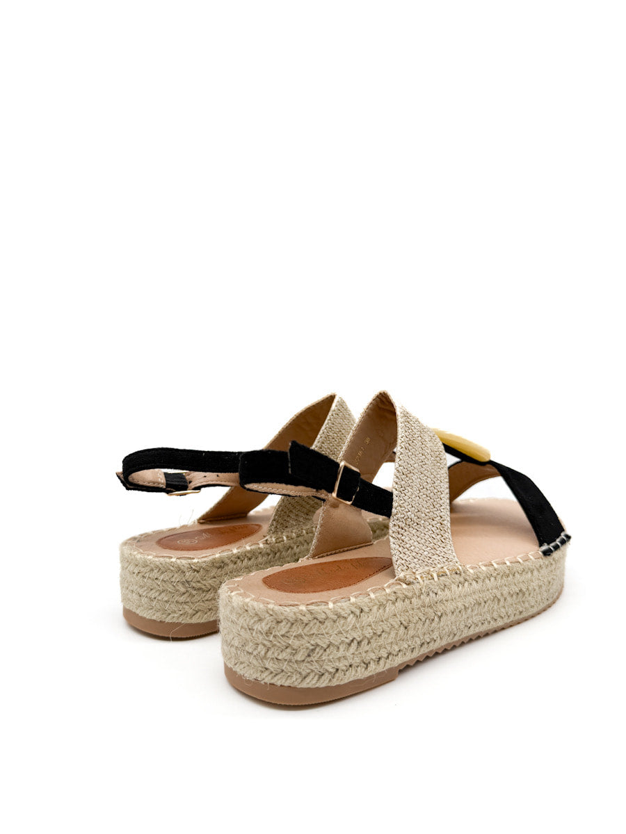 Sandalias Plataforma de Yute con Detalle Decorativo