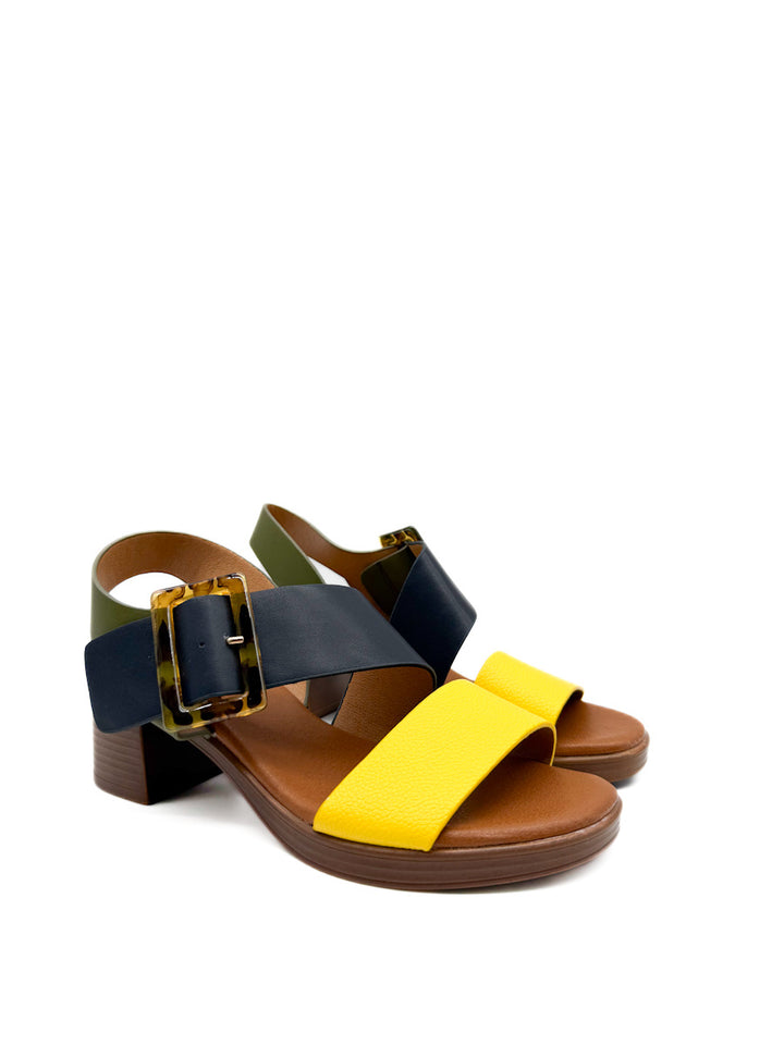 Sandalias Multicolor de Tacón de Bloque para Mujer