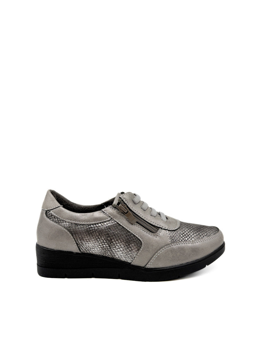 Zapatillas Casuales con Detalles en Textura de Serpiente y Cremallera Lateral