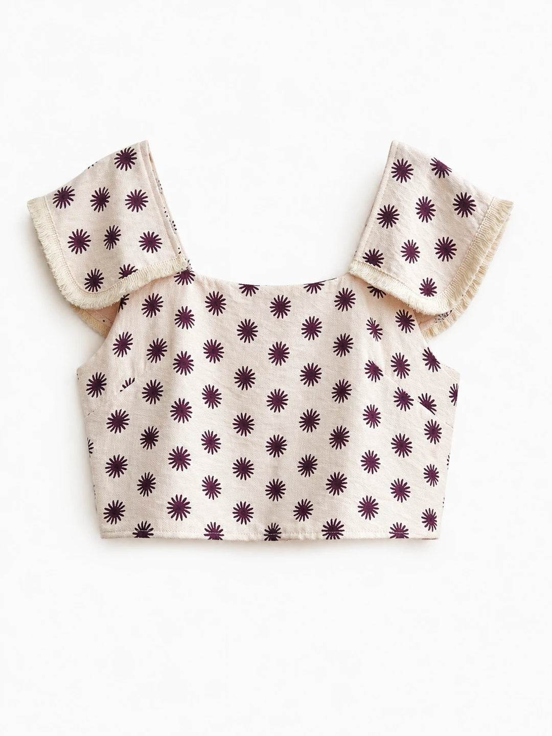 Conjunto Elegante de Top Crop y Falda Larga con Estampado Floral Morado Minimalista