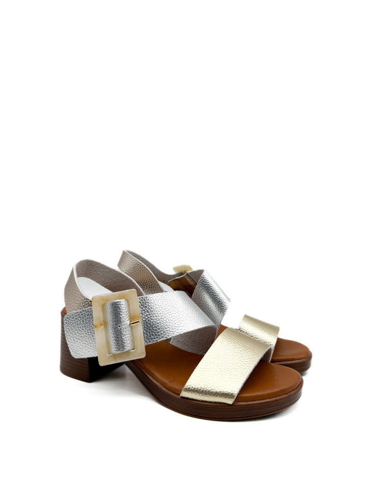 Sandalias Multicolor de Tacón de Bloque para Mujer