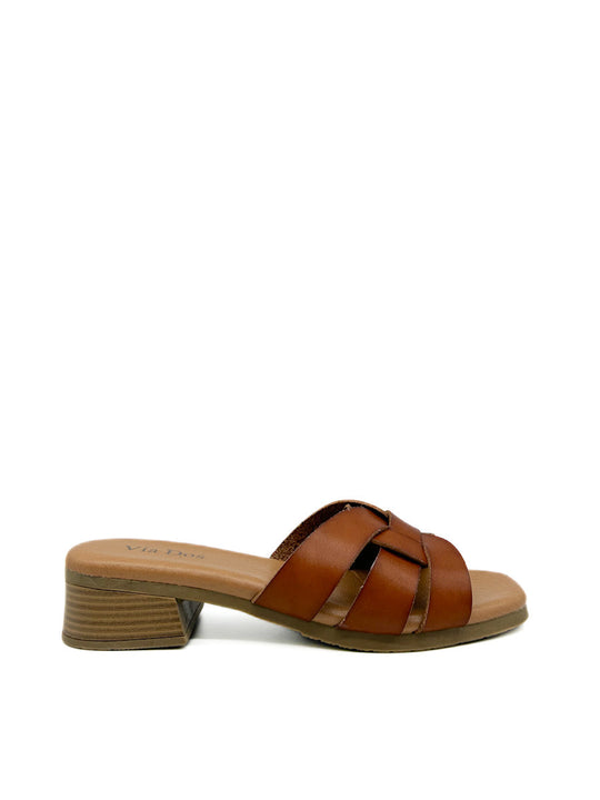 Sandalias planas con tacón trenzado Cuero