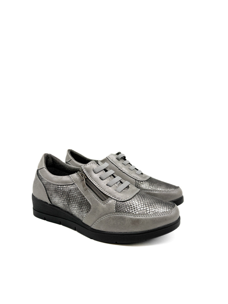 Zapatillas Casuales con Detalles en Textura de Serpiente y Cremallera Lateral