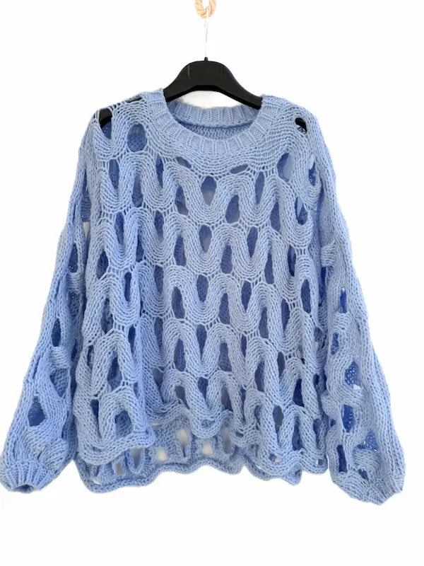 Suéter Textura Wave – Punto Grueso y Calados Orgánicos