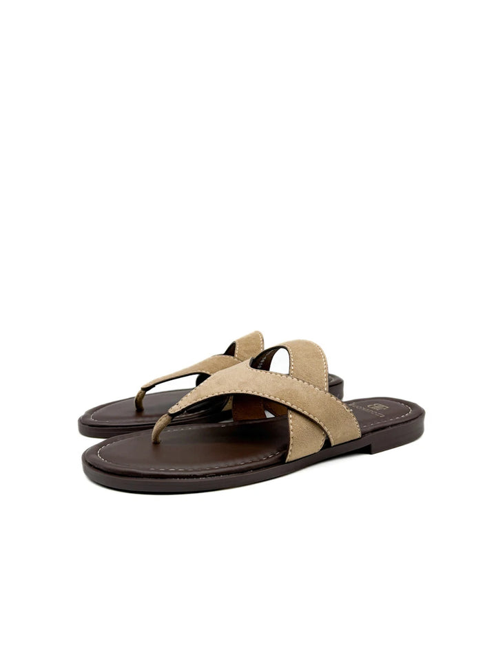 Sandalias Casuales de Dedo con Tiras de Ante - Mujer