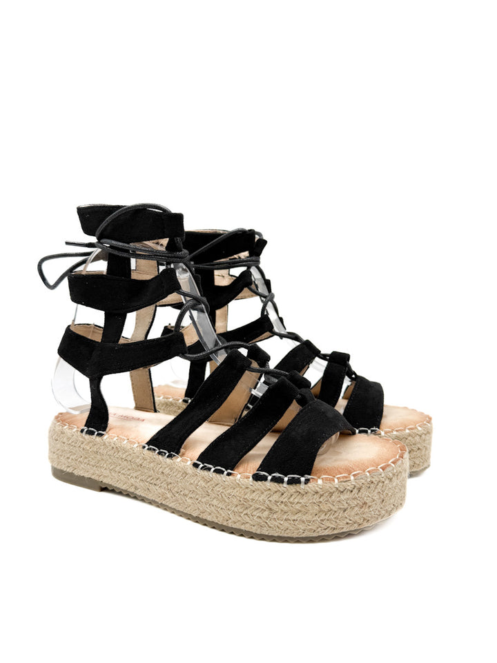 Sandalias Romanas con Plataforma de Yute y Cordones