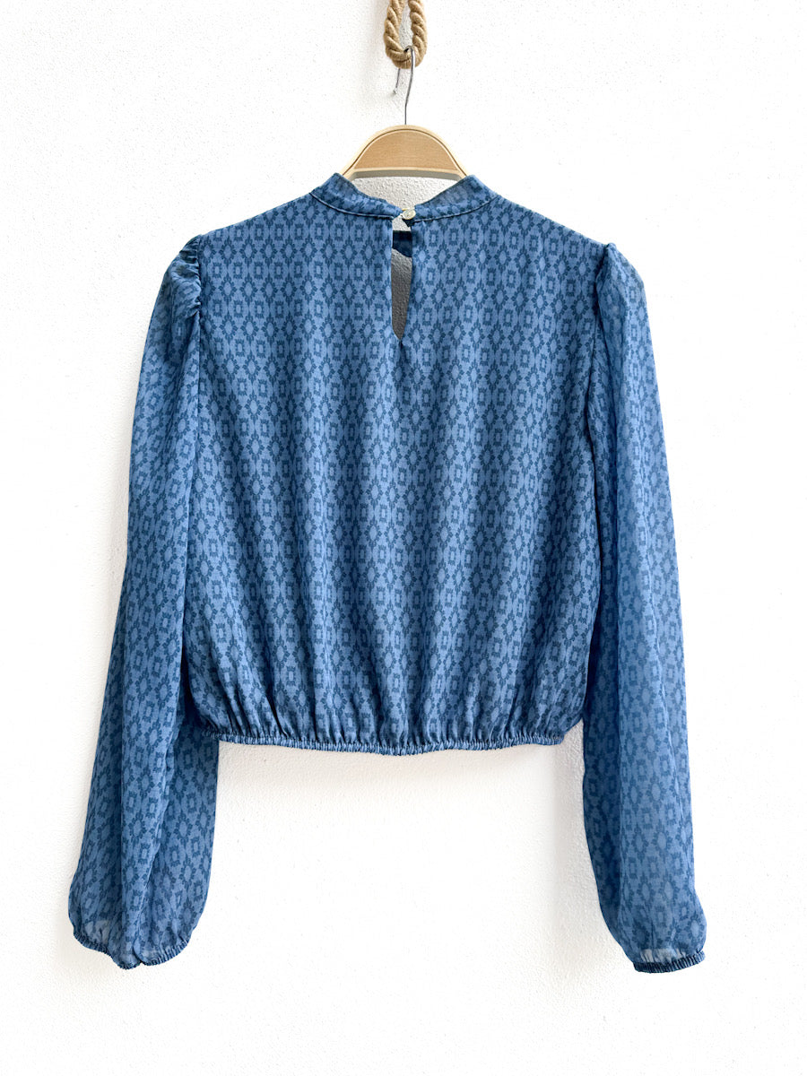 Blusa de Manga Larga con Estampado Geométrico, Disponible en Más Colores y Diseños