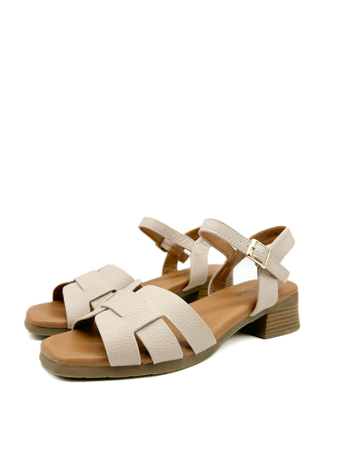 Sandalias de tacón bajo tiras entrelazadas
