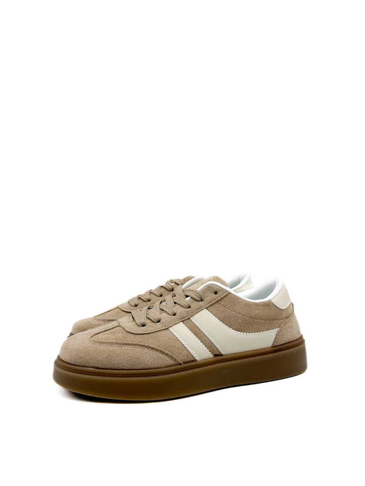 Zapatillas Bajas Retro de Ante Sintético con Franjas Contrastadas