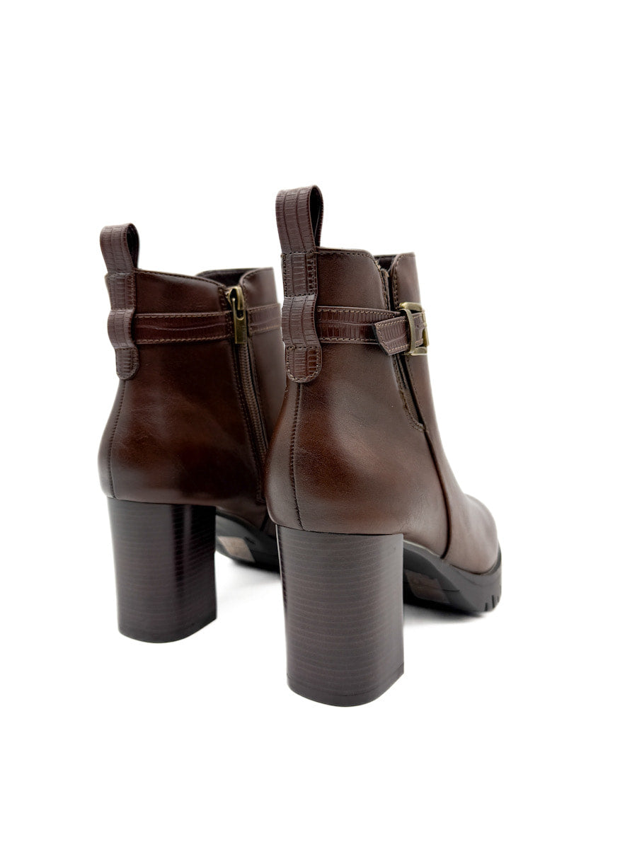 Botines de Cuero Sintético con Tacón Ancho y Suela de Plataforma