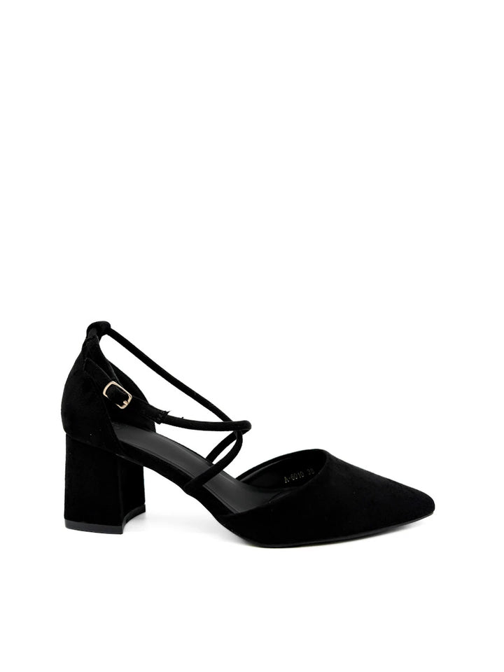Zapatos de Salón con Tacón Ancho, Punta Afilada y Tiras Cruzadas