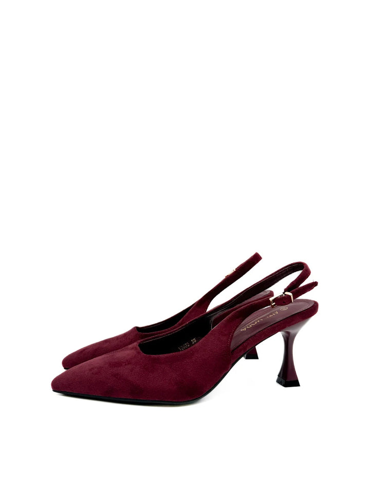 Zapatos Destalonados de Antelina con Tacón Chupete y Punta Afilada