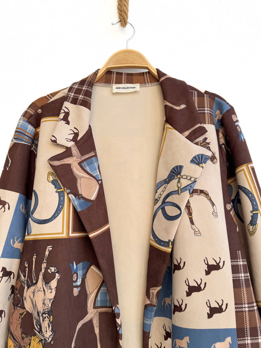 Abrigo Estampado Ecuestre Vintage