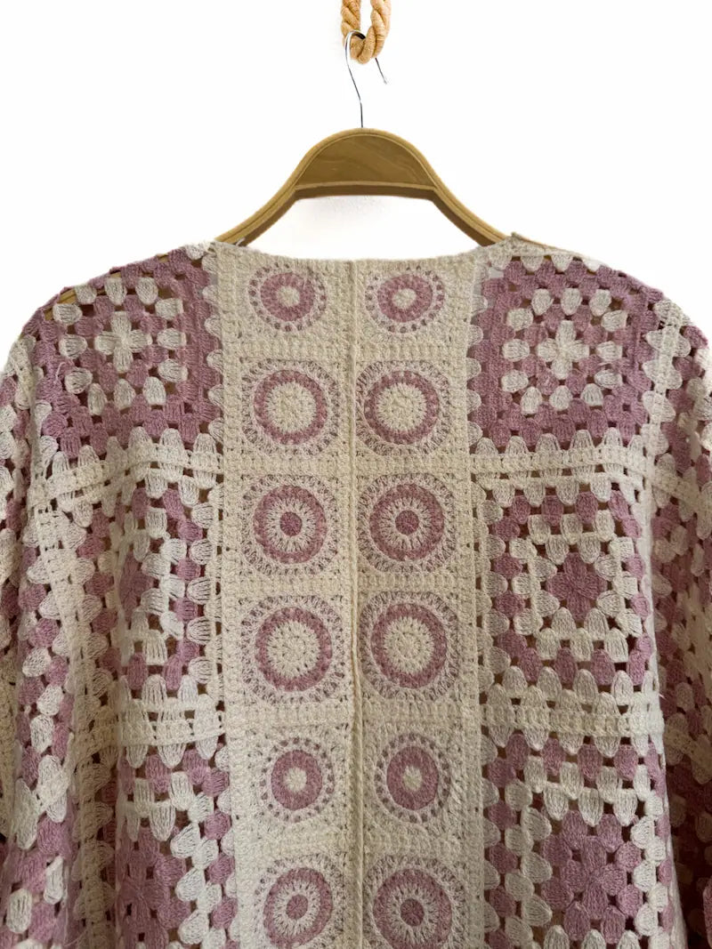 Cardigan Crochet Vintage Mujer – Estilo Boho