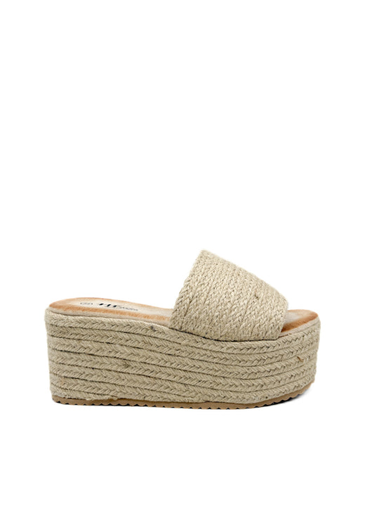 Sandalia de Plataforma Tipo Alpargatas Beige