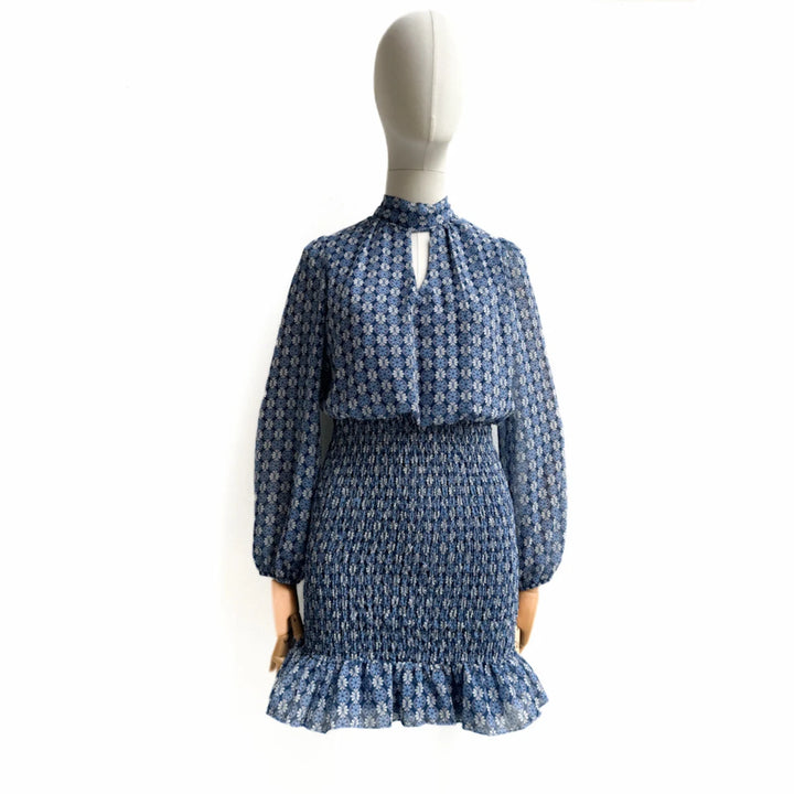 Vestido Dos Piezas con Estampado y Detalles Fruncidos