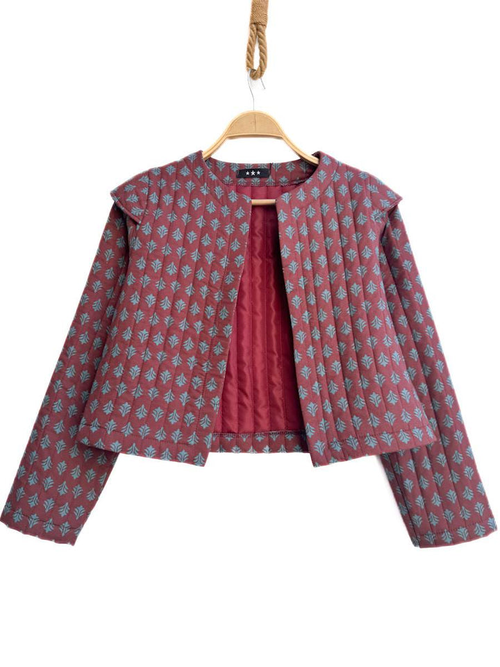 Chaqueta artesanal acolchada de algodón Marrón Azual única