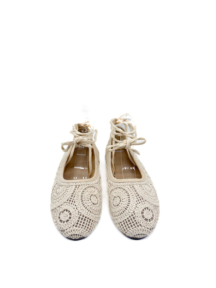 Bailarinas planos de crochet artesanal estilo bohemio