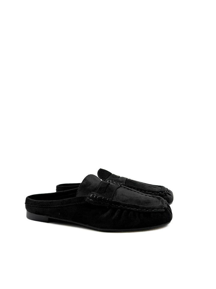 Mules Planos de Antelina Estilo Loafer
