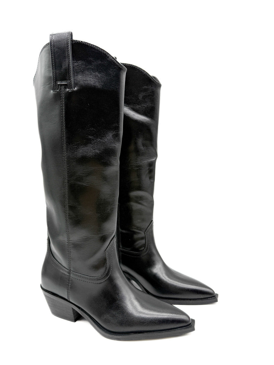 Botas Cowboy Negras de Cuero Sintético Estilo Clásico