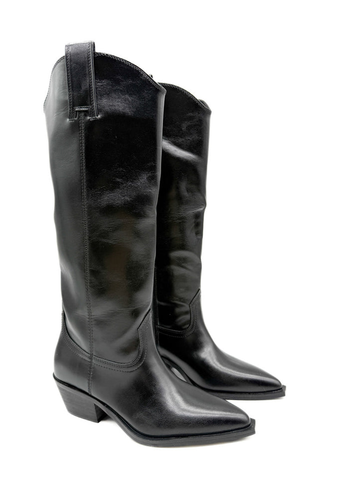 Botas Cowboy Negras de Cuero Sintético Estilo Clásico
