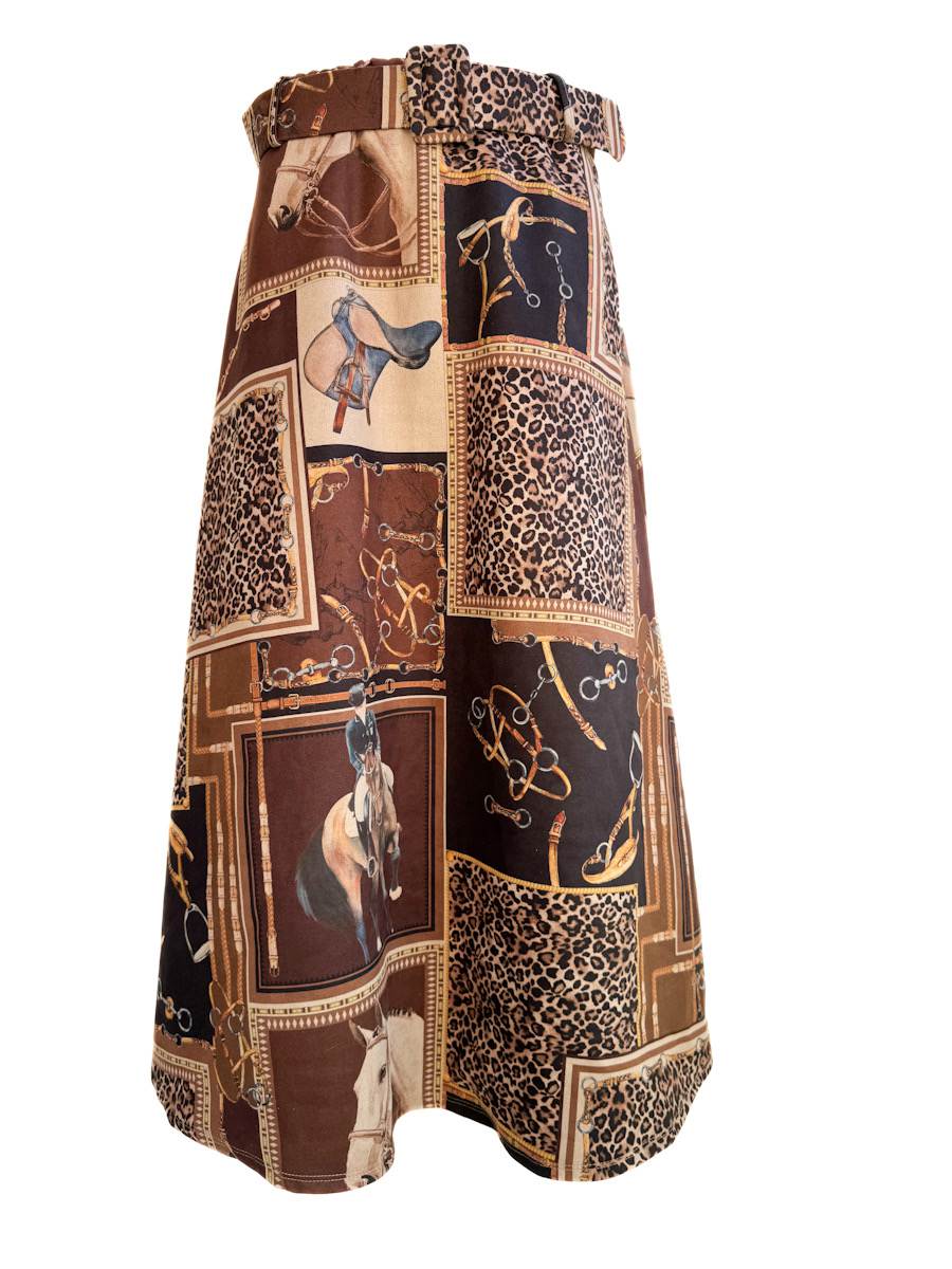 Falda Midi Estampado Ecuestre y Animal Print