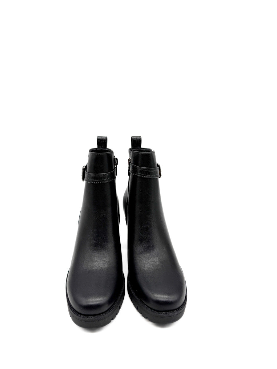 Botines de Cuero Sintético con Tacón Ancho y Suela de Plataforma